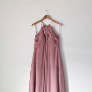 Dusty rose pink azazie floor length bridesmaid dress